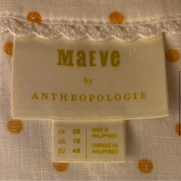 Anthro Maeve Yellow Polka Dot Louise Wrap Tie Sleeve, EUC - Picture 6 of 16